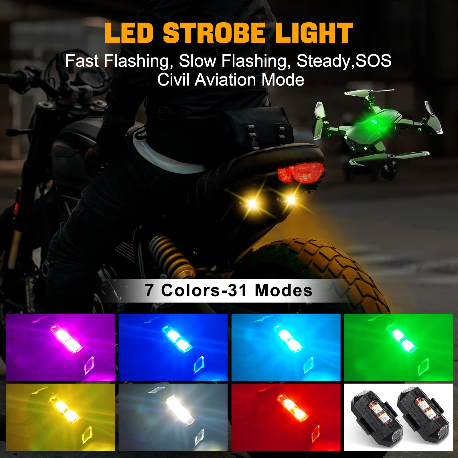 Drone Led Light - Мотоциклетные фонари, стробоскоп для дрона, USB